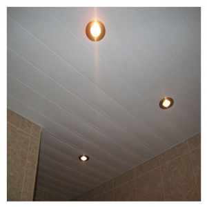 Подвесной потолок в туалет 10 см. белый жемчуг с жемчужно белой вставкой в комплекте - Размер 0.9 м. x 1.3 м.