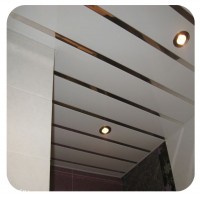Качественный реечный потолок белый матовый c хром вставкой в комплекте - Размер 2,03 м. x 1.82 м
