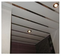 Качественный реечный потолок белый с хром вставкой 10 см в комплекте - Размер 1,25 м. х 0.85 м.