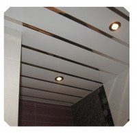 Размер 2.05 м. x 2 м. - Алюминиевый качественный реечный потолок белый матовый с хром вставкой в комплекте