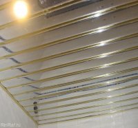 Реечный потолок супер хром Люкс со вставкой золотой - Комплект 2.8м х 2.7м