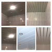 Комплект реечного потолка для туалета 1,8х0,95 м 84N белый матовый/ 16 мм серебряный металлик