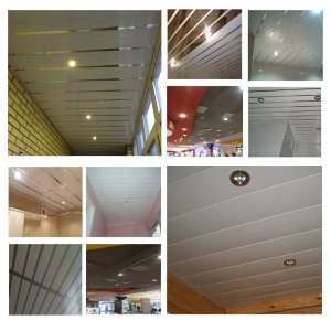 Комплект реечного потолка для кухни 2,40 м х 2,10 м ППР-84 Зеленый штрих и бежевый