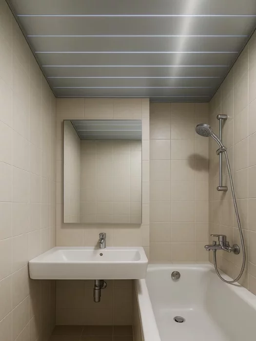 Реечный потолок Cesal для ванной комнаты металлик - Размер 1,5 м. х 1,55 м.