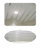 Комплект реечных потолков Албес S-150 для ванны 3,95х4 м белый матовый со вставкой хром
