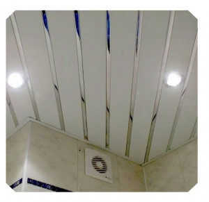 Качественный реечный потолок белый с хром вставкой 8,5+1,5 см в комплекте - Размер 2,95 м. х 3 м.