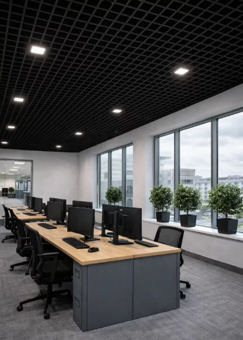 Потолок Грильято 3 × 3 м чёрный ячейка 50 × 50 мм комплект с подвесной системой