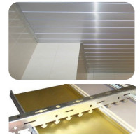 (1041_С) Размер 3 м. х 3 м. - Подвесной алюминиевый реечный потолок металлик серебристый