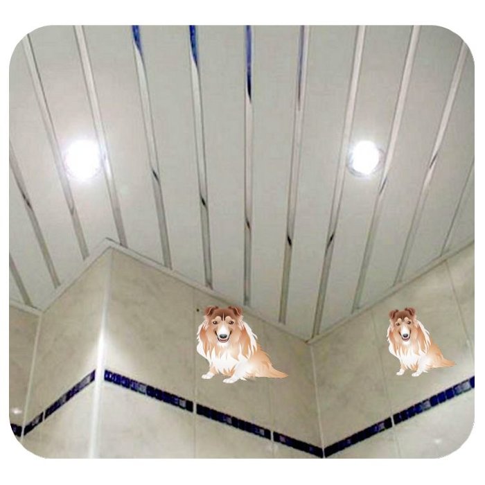 Реечный потолок для ванной 1,5х2,1 м AN85A белый с раскладкой хром