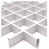 Решетчатый потолок грильято - Стандарт ярко белый 100х100х40