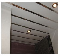 Качественный реечный потолок белый с хром вставкой в комплекте - Размер 2,05 м. х 1,95 м.